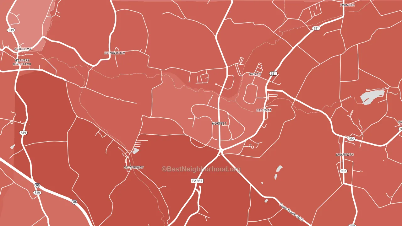 Norvelt, PA block-group political-lean map