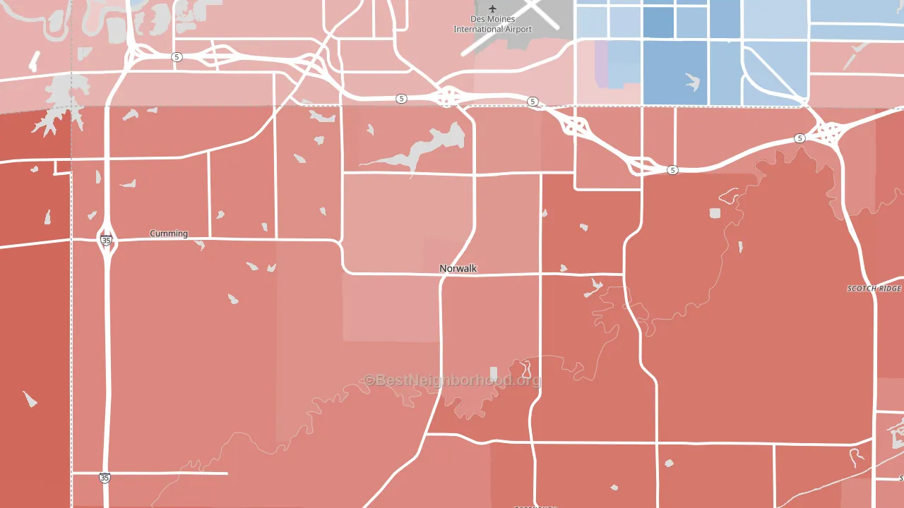 Norwalk, IA block-group political-lean map