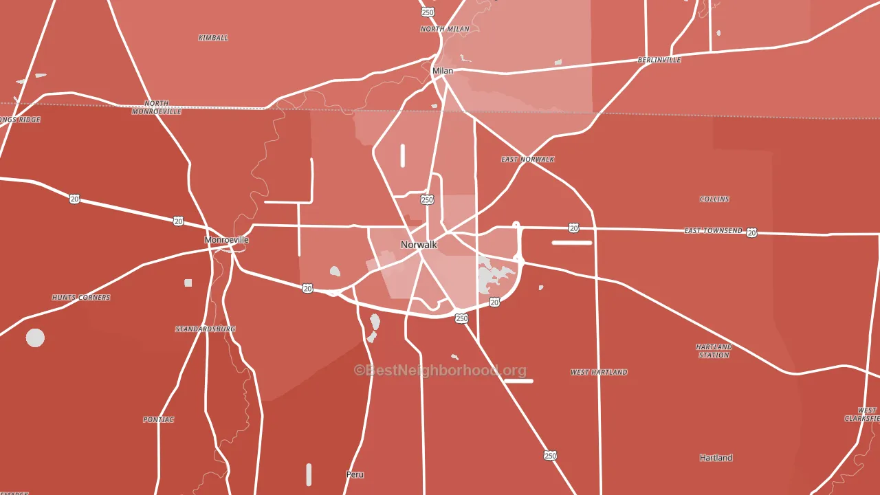 Norwalk, OH block-group political-lean map