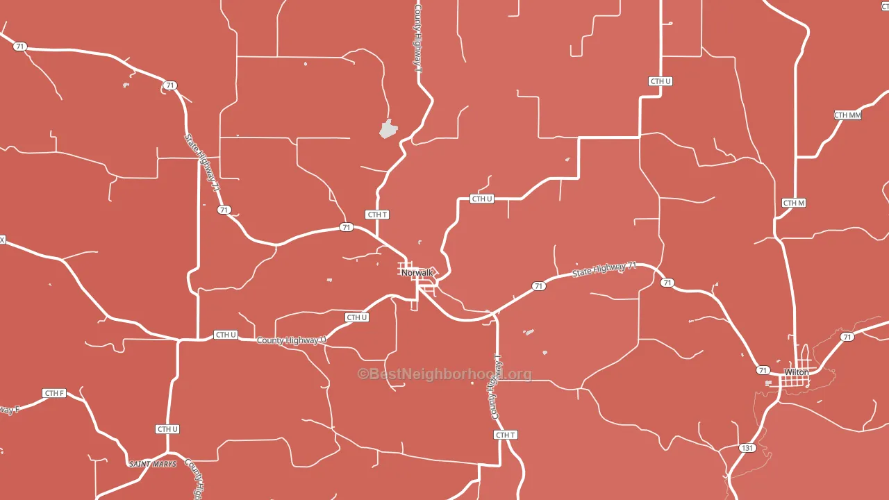 Norwalk, WI block-group political-lean map