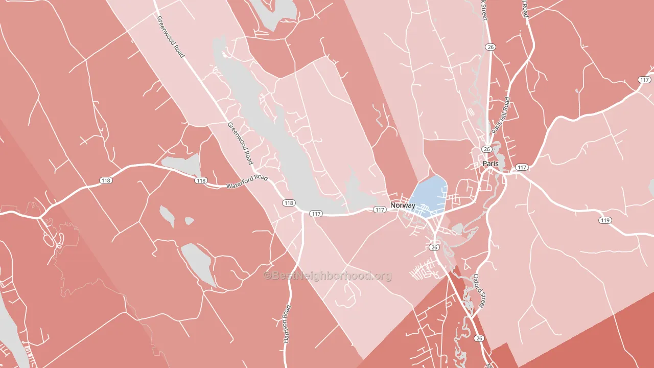 Norway, ME block-group political-lean map