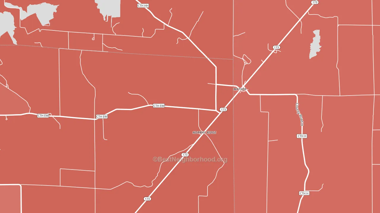Norway Ridge, WI block-group political-lean map