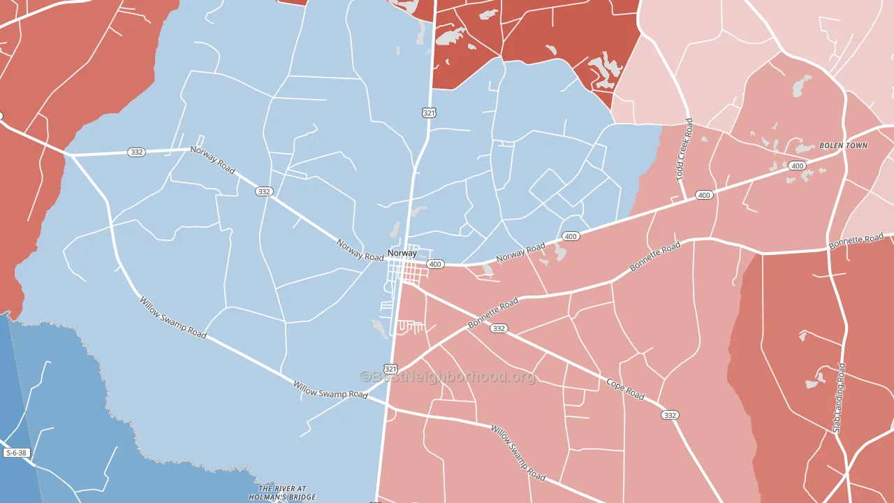 Norway, SC block-group political-lean map