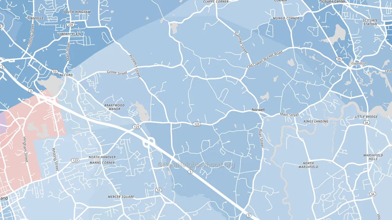 Norwell, MA block-group political-lean map