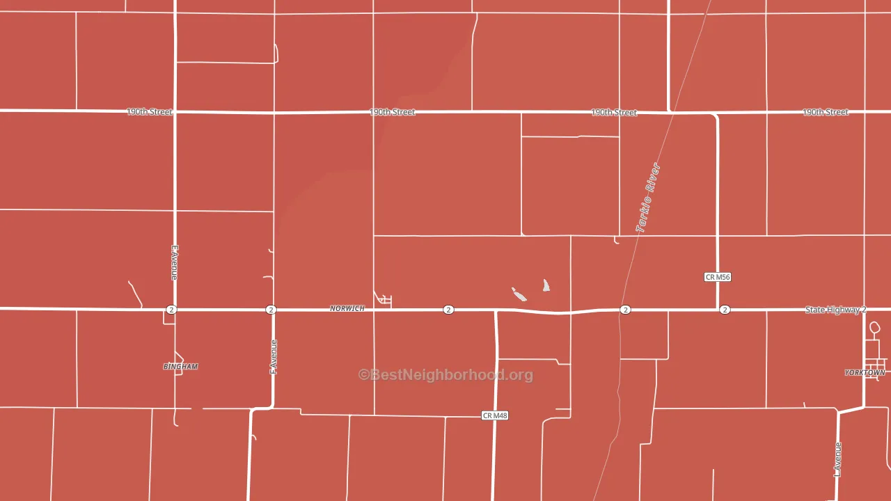 Norwich, IA block-group political-lean map
