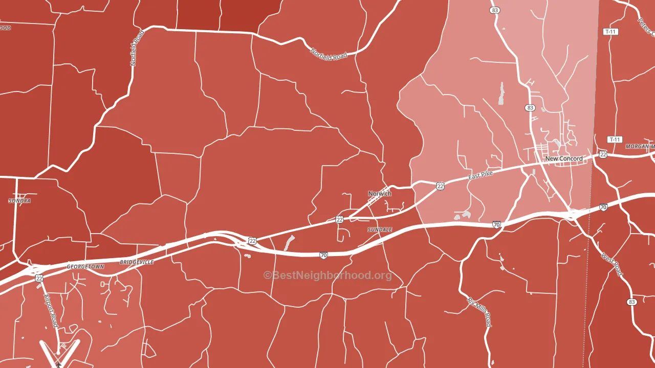 Norwich, OH block-group political-lean map