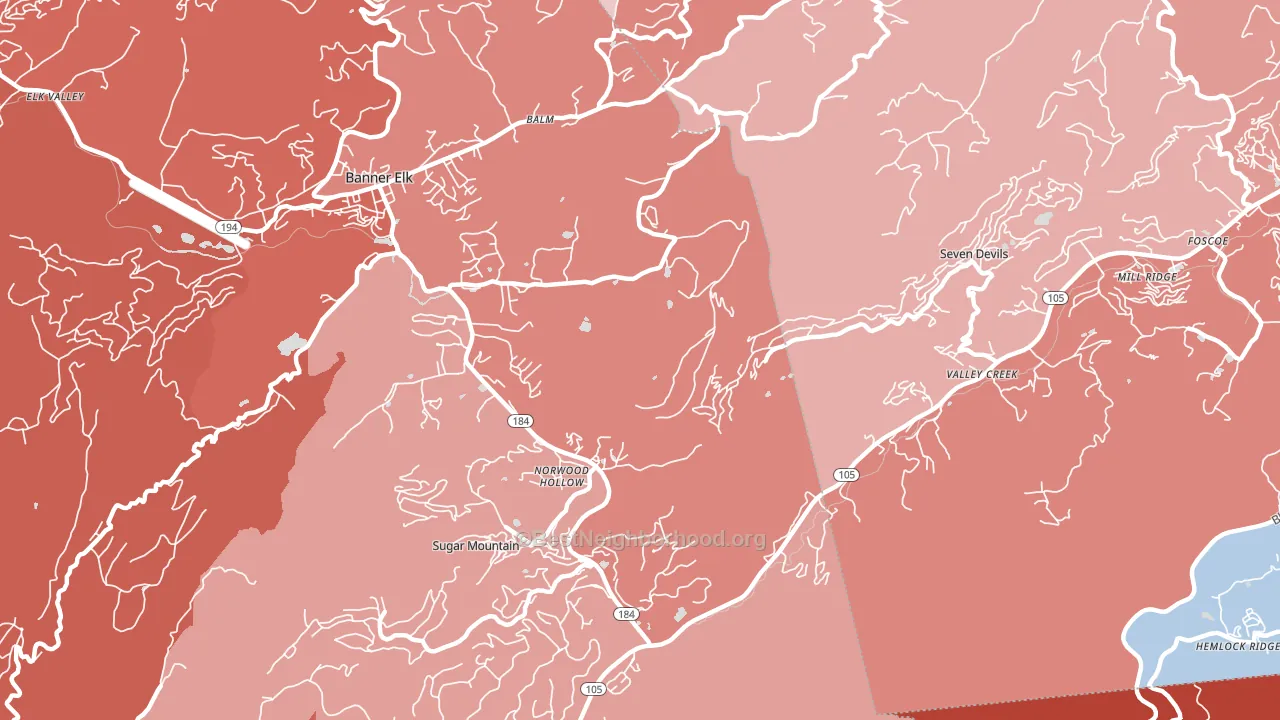 Norwood Hollow, NC block-group political-lean map