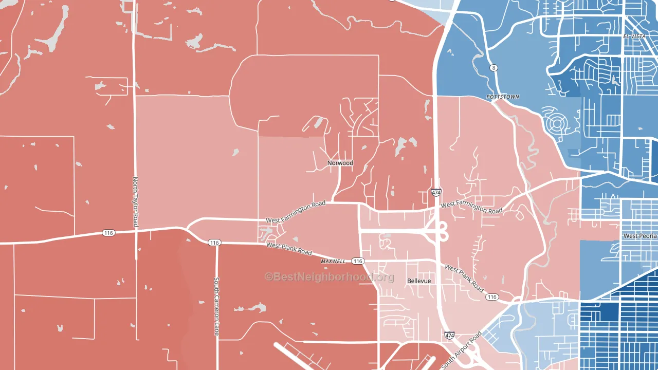 Norwood, IL block-group political-lean map