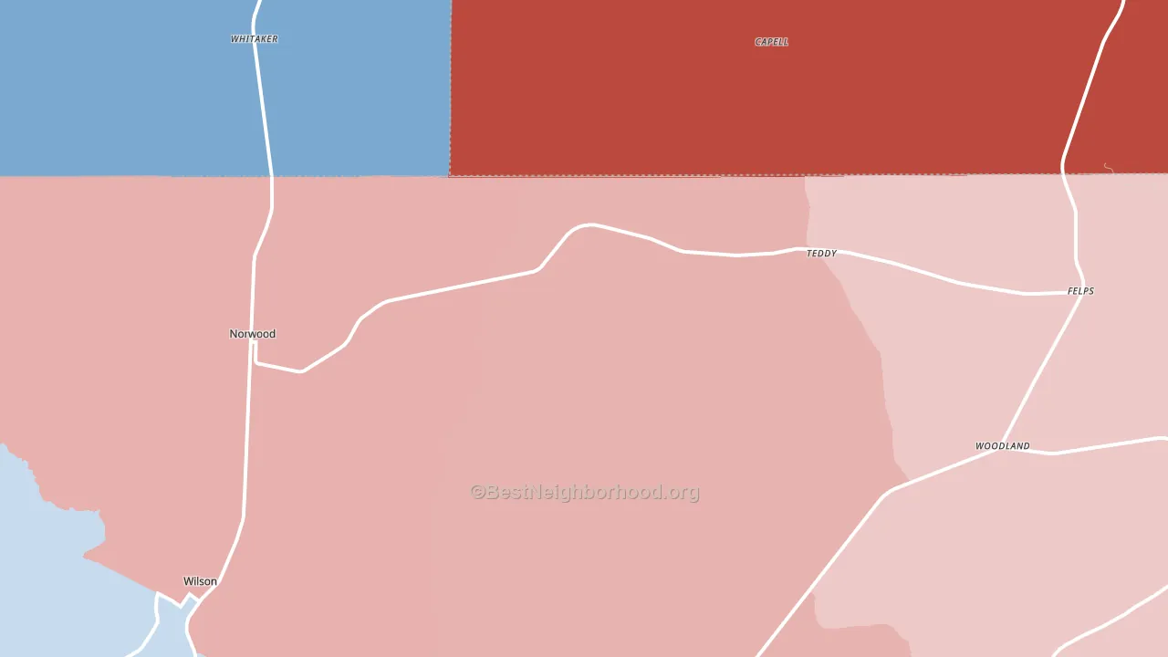 Norwood, LA block-group political-lean map