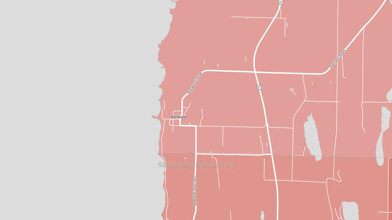 Norwood, MI block-group political-lean map