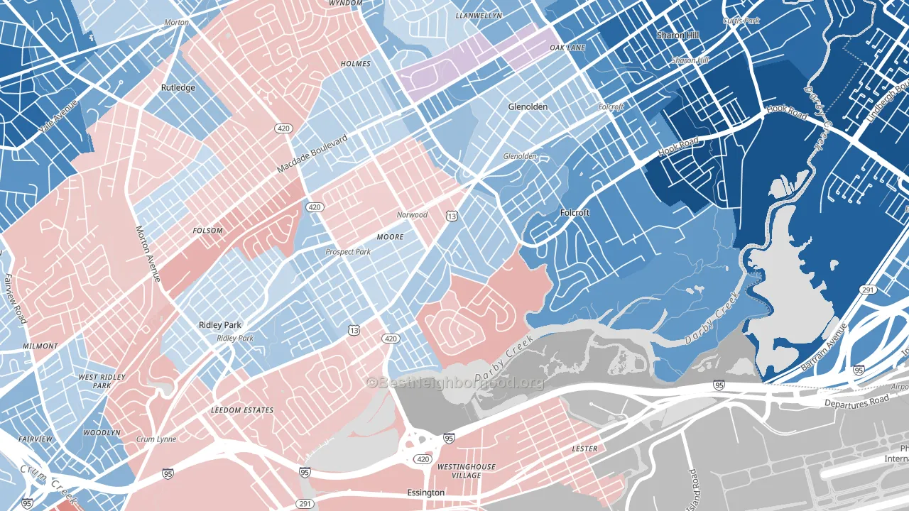 Norwood, PA block-group political-lean map