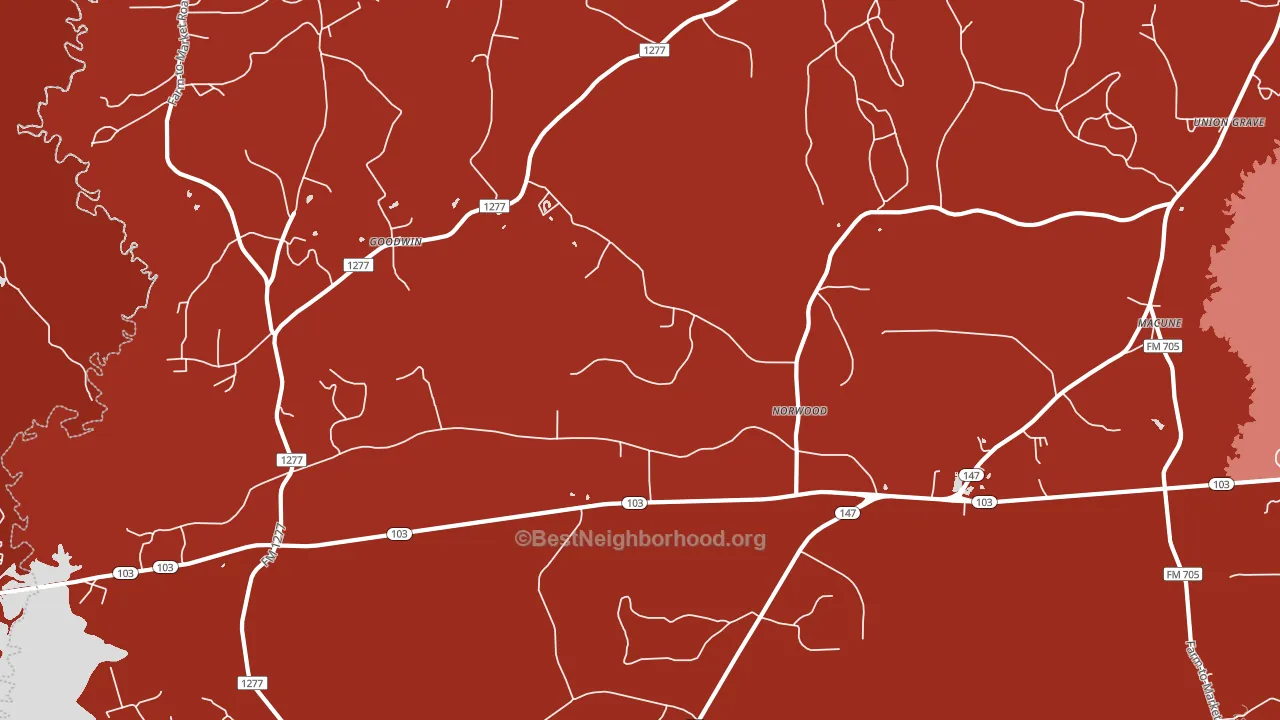 Norwood, TX block-group political-lean map