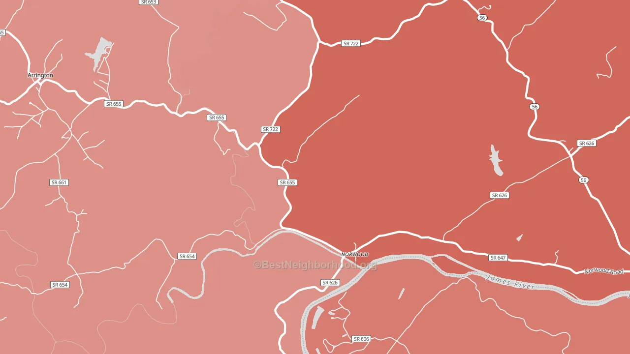 Norwood, VA block-group political-lean map