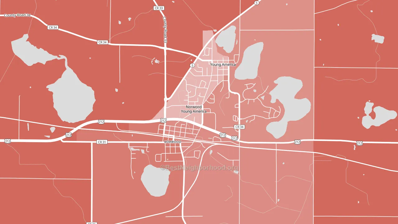 Norwood Young America, MN block-group political-lean map