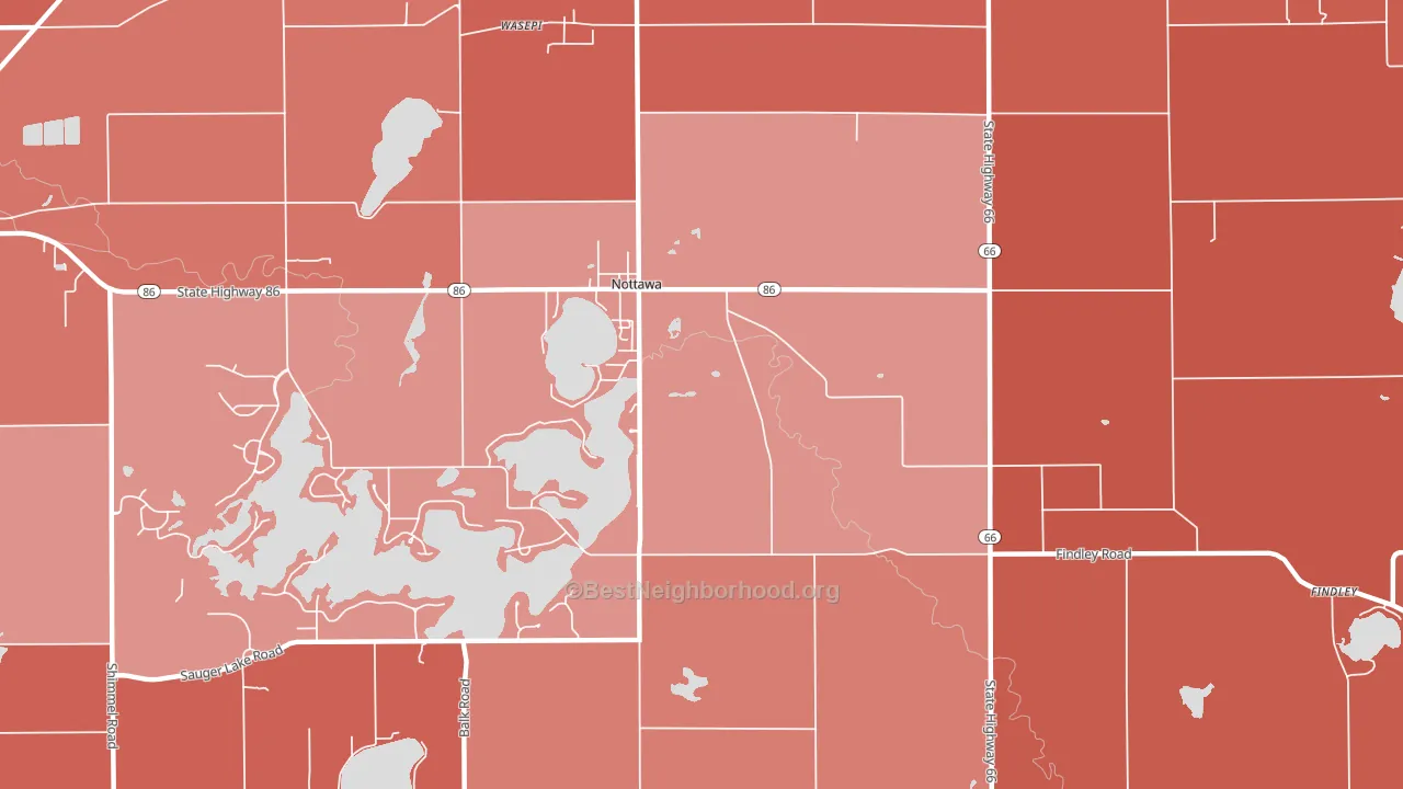 Nottawa, MI block-group political-lean map