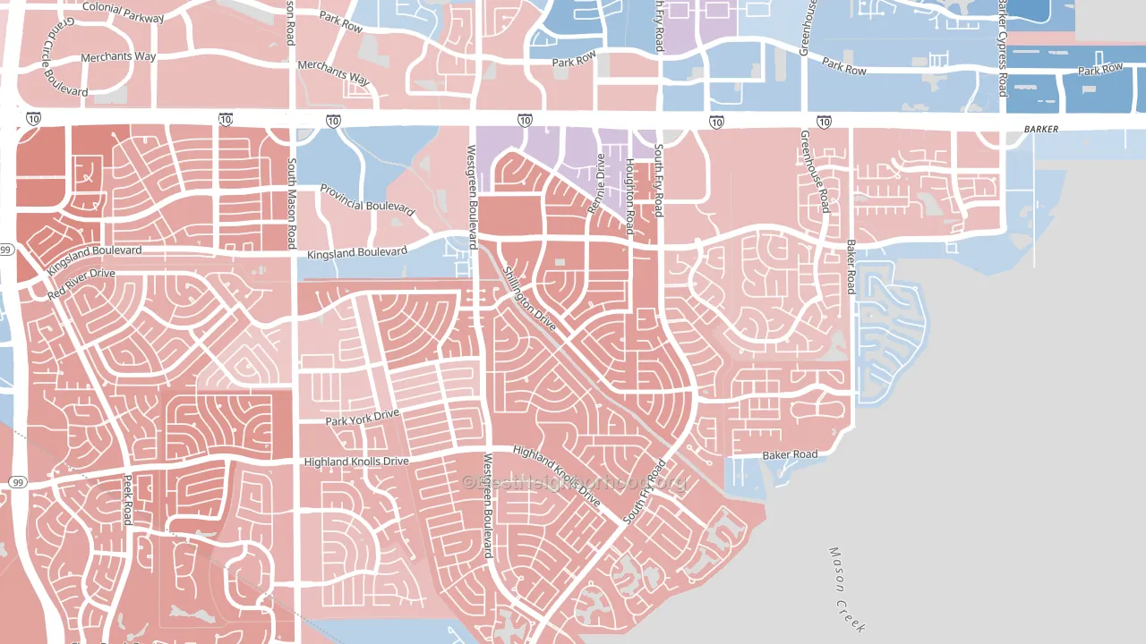 Nottingham, Katy, TX block-group political-lean map
