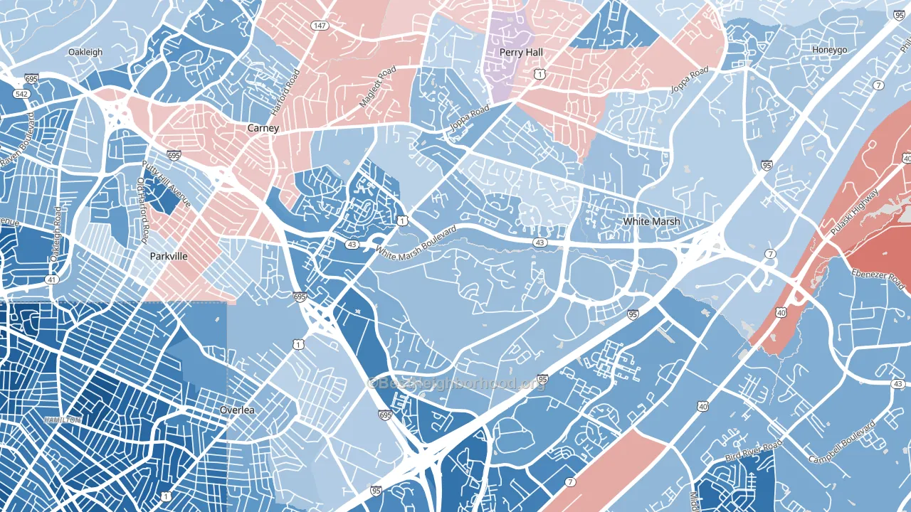 Nottingham, MD block-group political-lean map