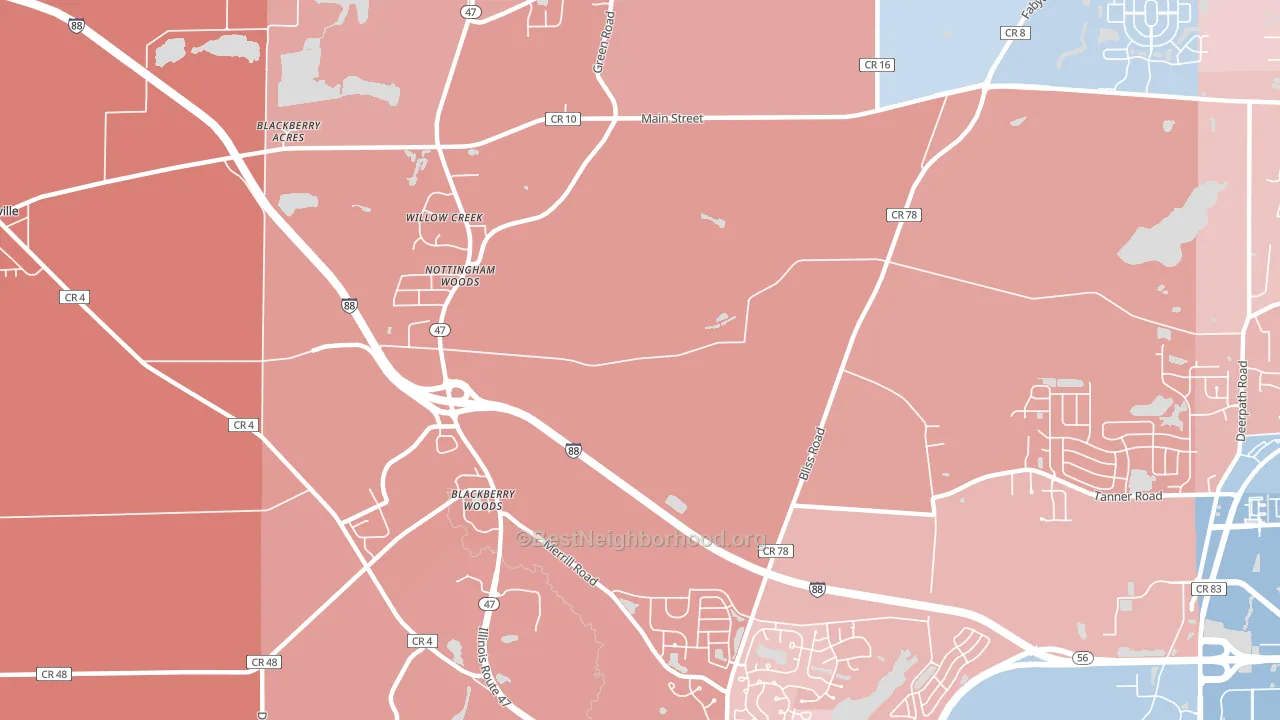 Nottingham Woods, IL block-group political-lean map