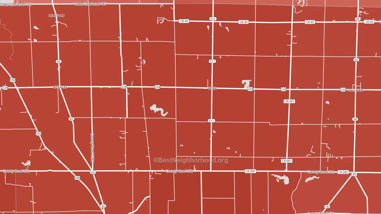 Nova, OH block-group political-lean map