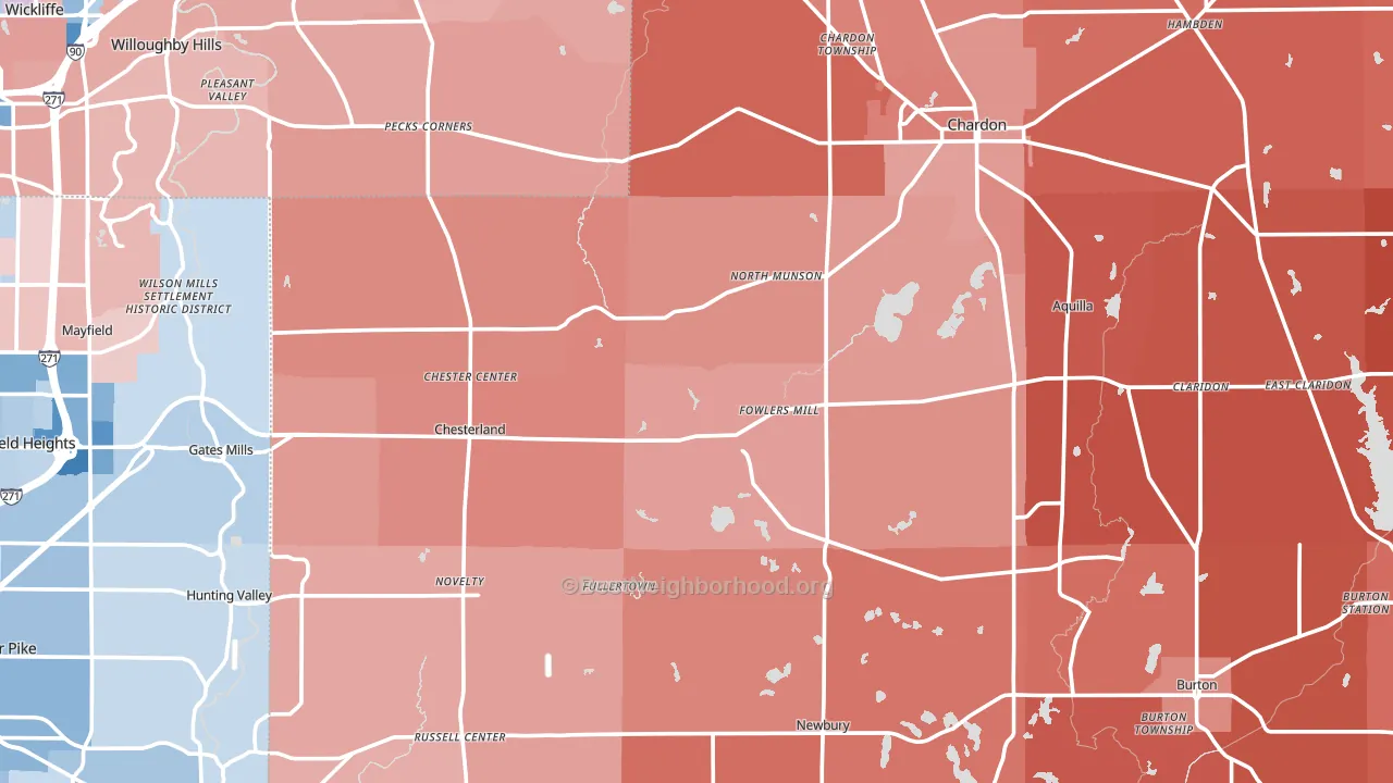 Novelty, OH block-group political-lean map