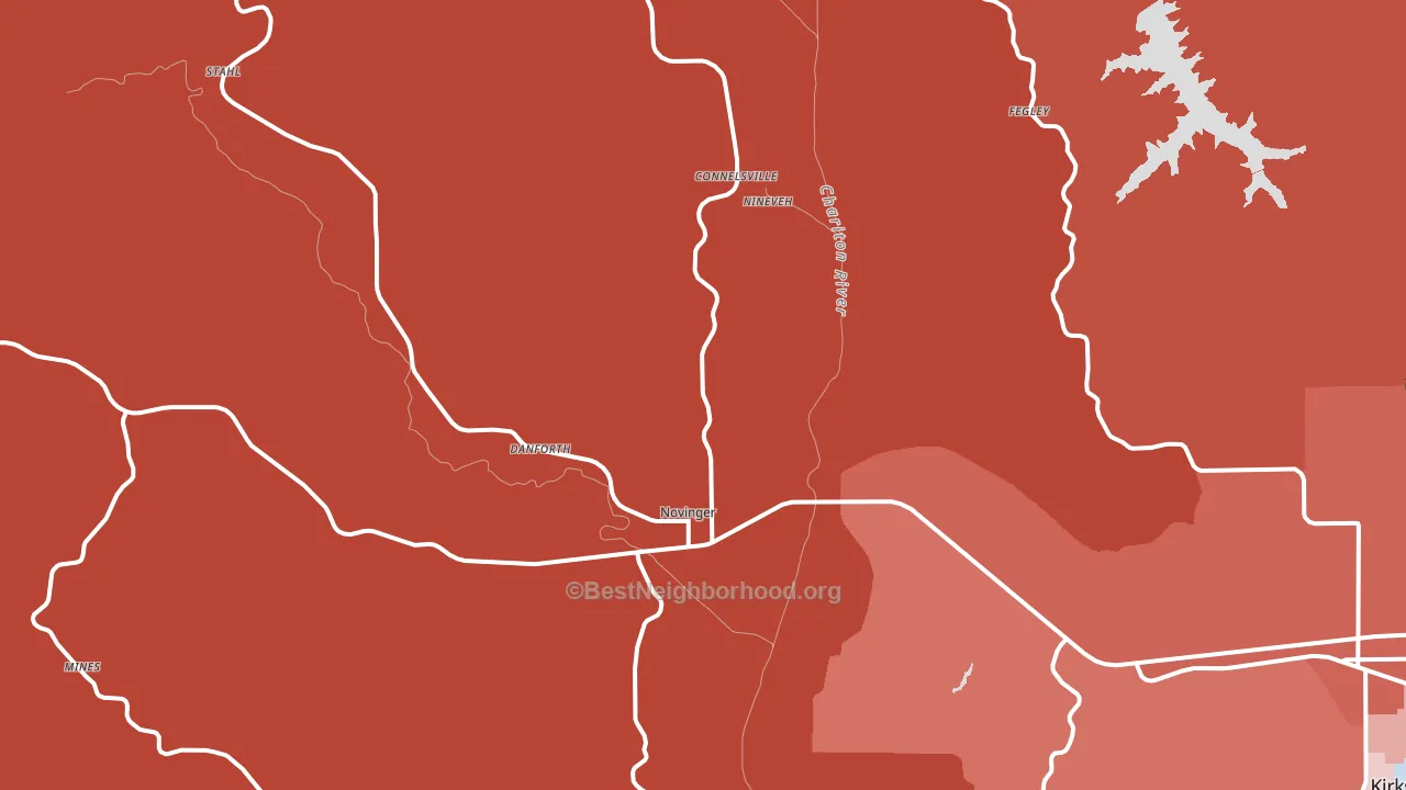 Novinger, MO block-group political-lean map