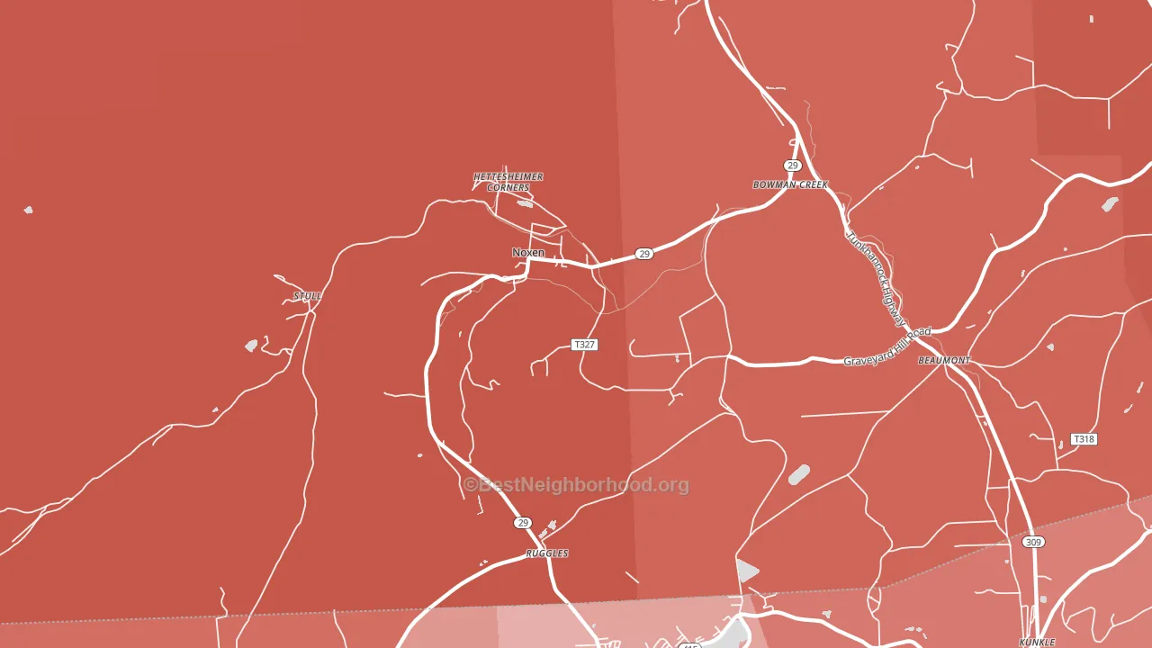 Noxen, PA block-group political-lean map