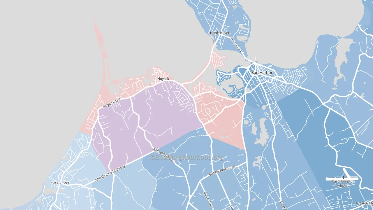 Noyack, NY block-group political-lean map