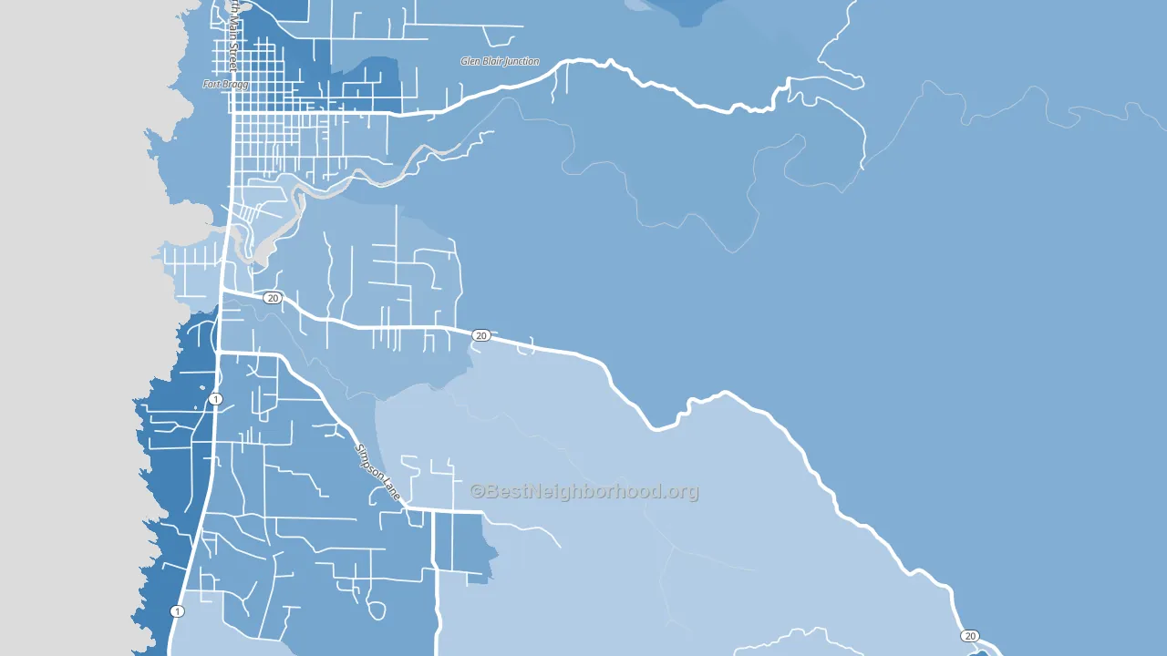 Noyo, CA block-group political-lean map