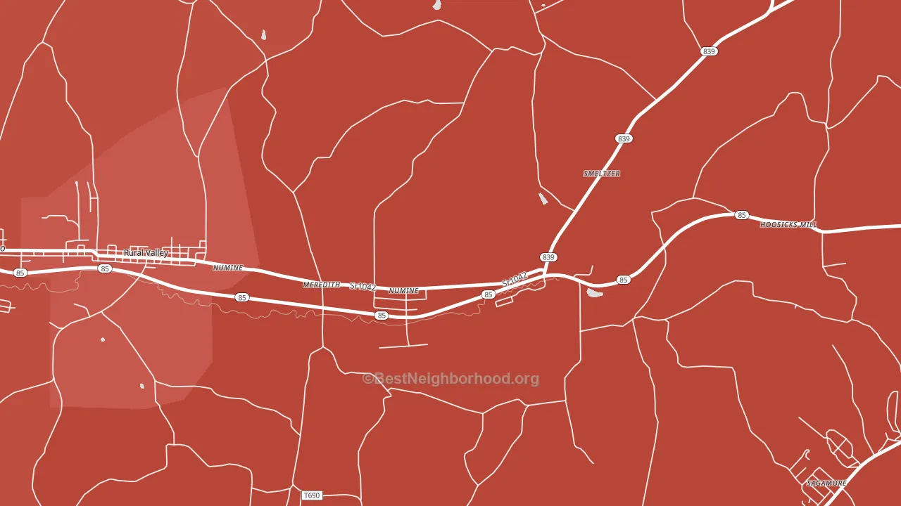 Nu Mine, PA block-group political-lean map