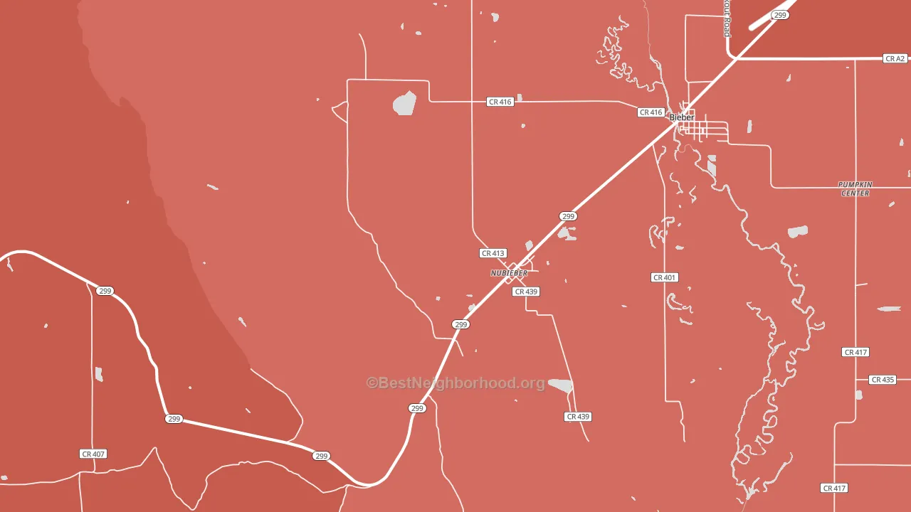 Nubieber, CA block-group political-lean map