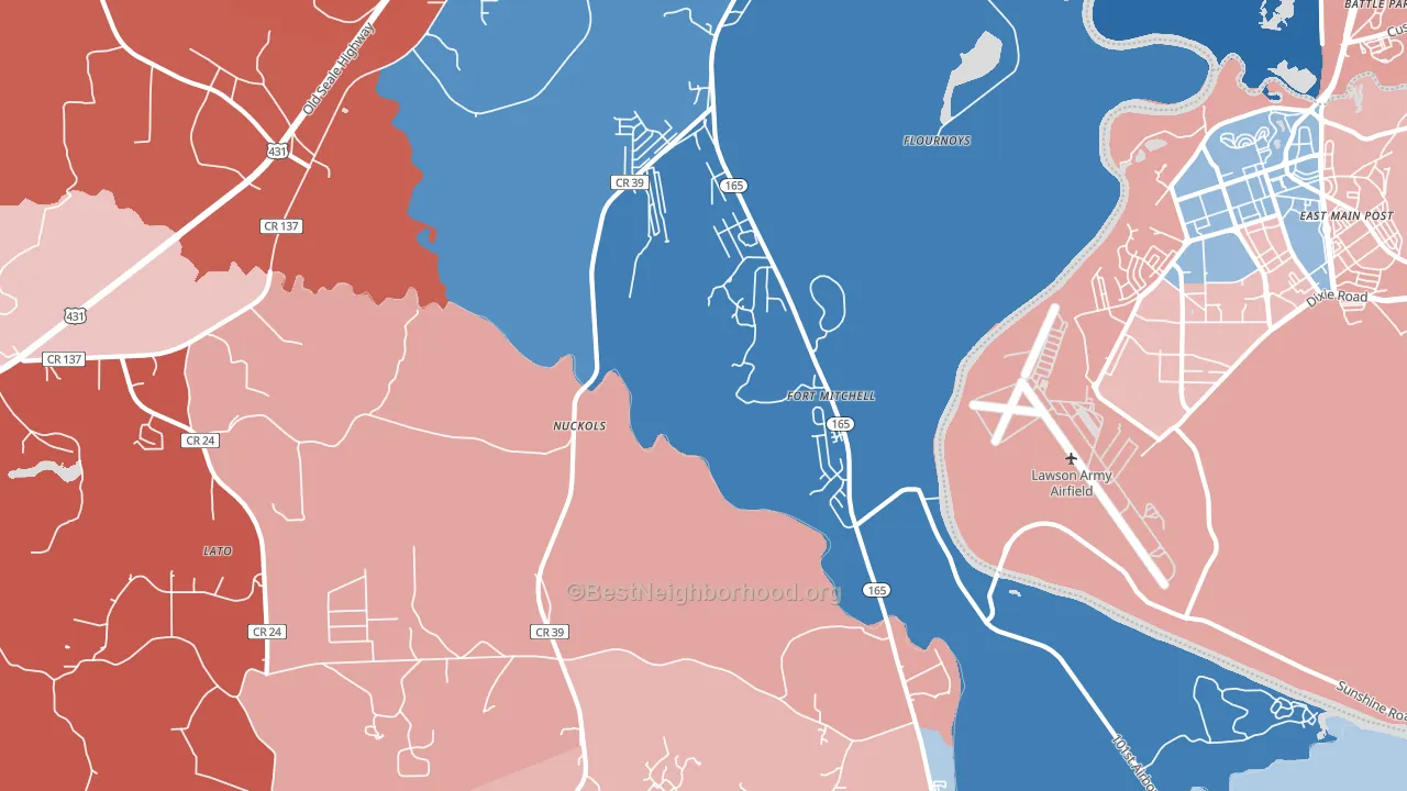 Nuckols, AL block-group political-lean map