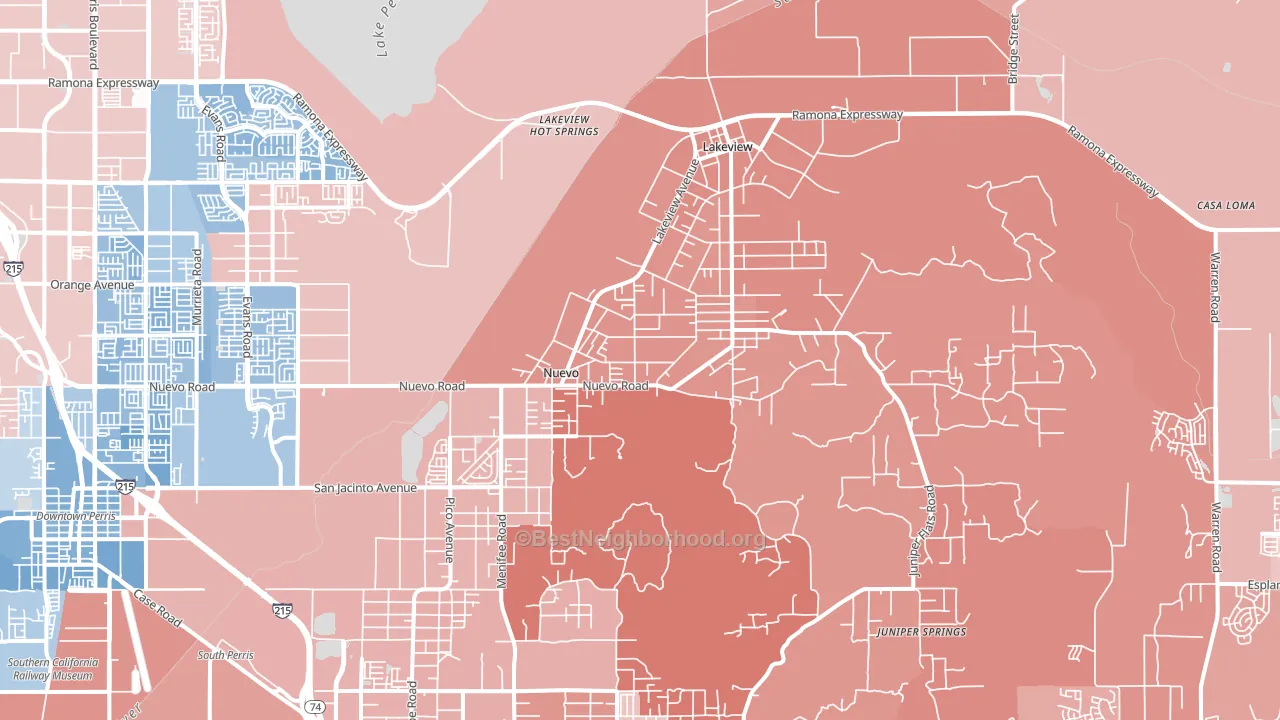 Nuevo, CA block-group political-lean map