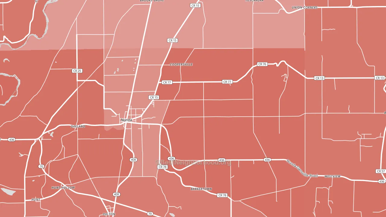 Nunda, NY block-group political-lean map