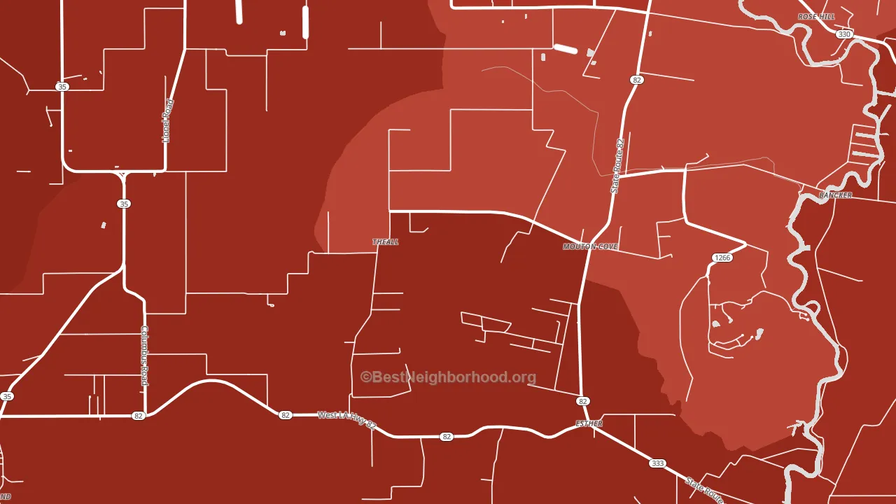 Nunez, LA block-group political-lean map