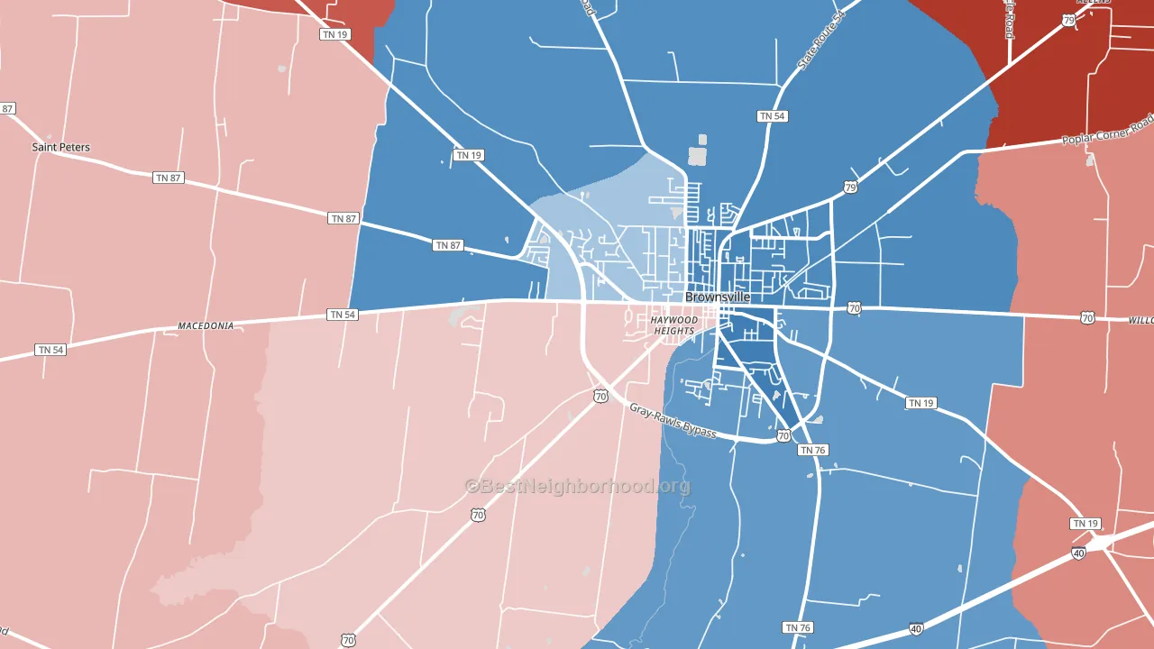 Nutbush, TN block-group political-lean map