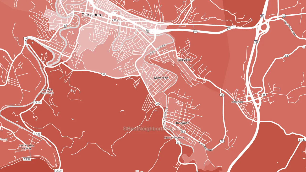 Nutter Fort, WV block-group political-lean map