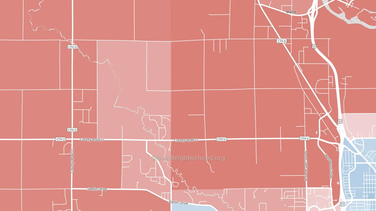 Nutterville, WI block-group political-lean map