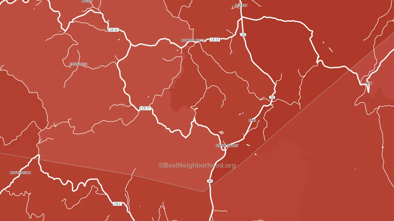 Nutterville, WV block-group political-lean map