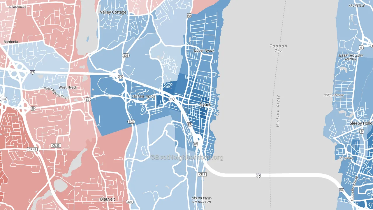 Nyack, NY block-group political-lean map