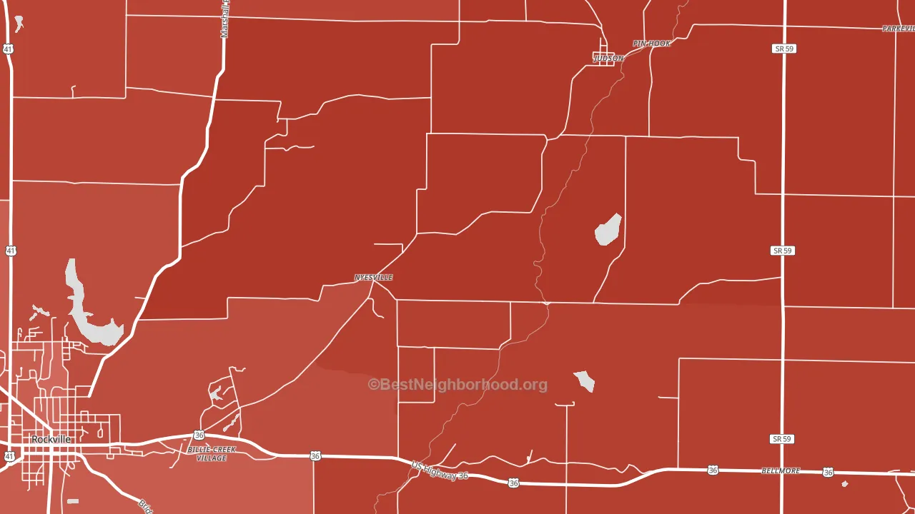 Nyesville, IN block-group political-lean map
