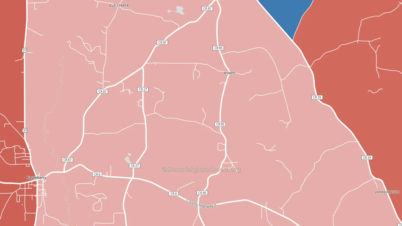 Nymph, AL block-group political-lean map
