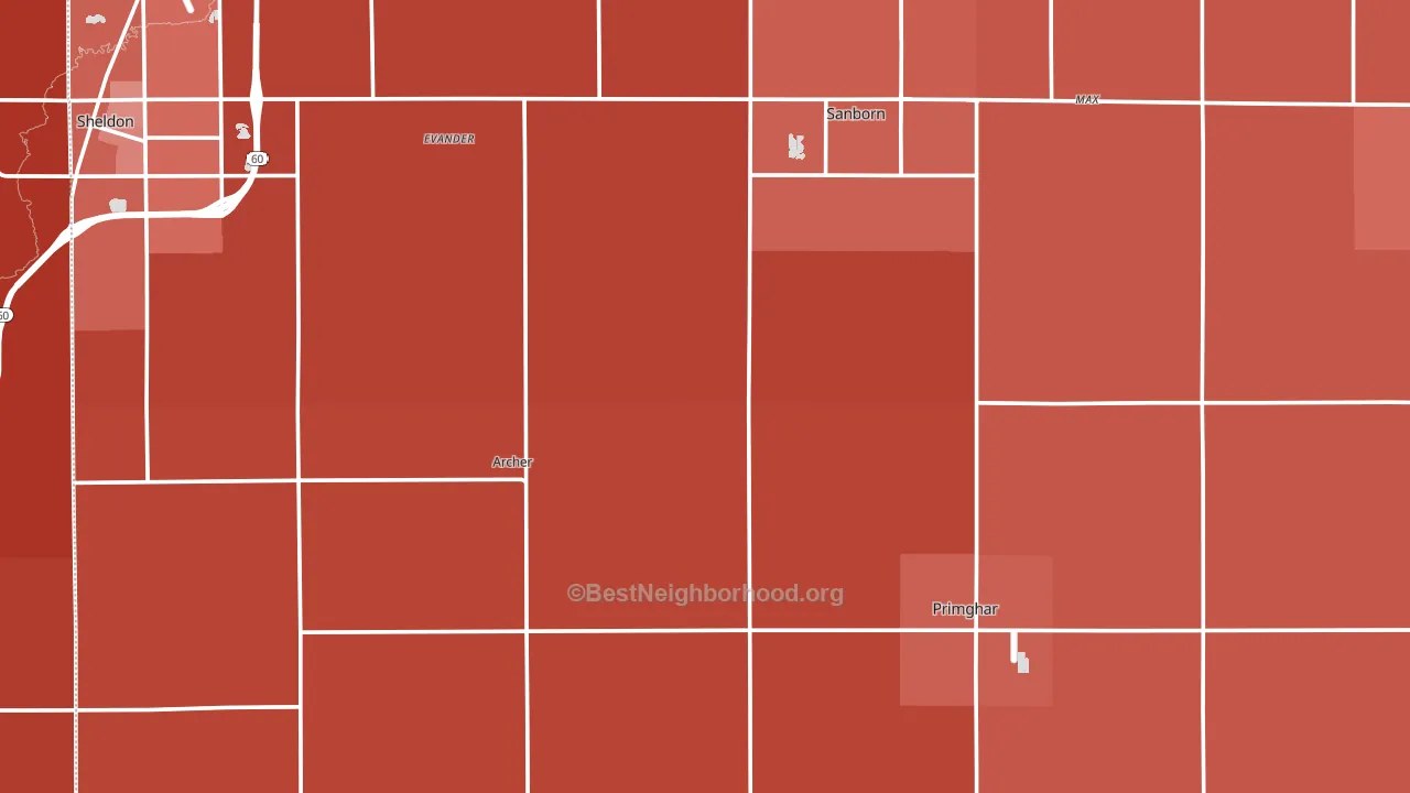 O'Brien County, IA block-group political-lean map
