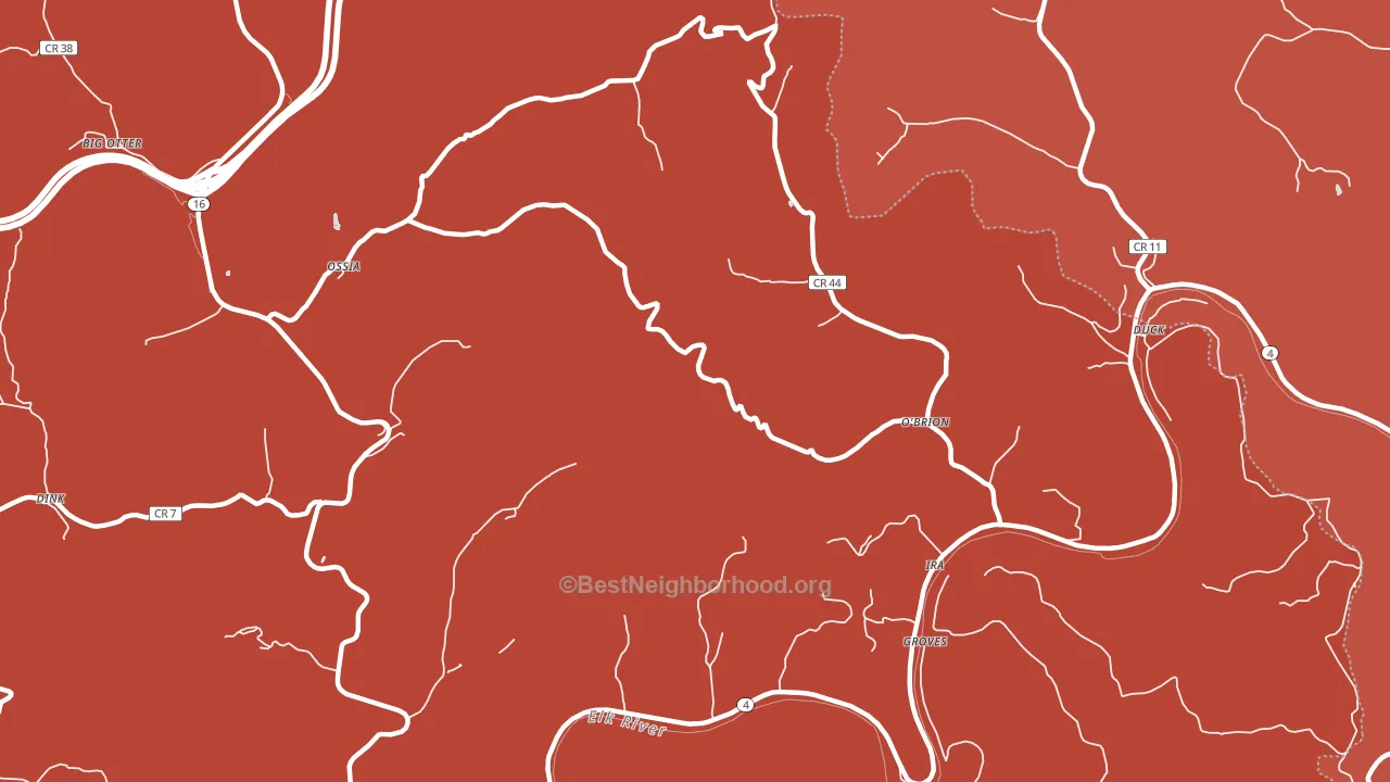 O'Brion, WV block-group political-lean map