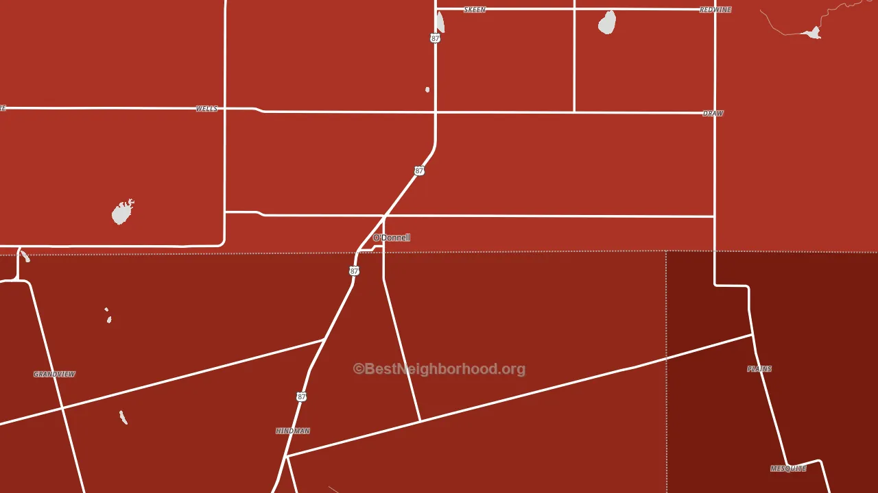 O'Donnell, TX block-group political-lean map