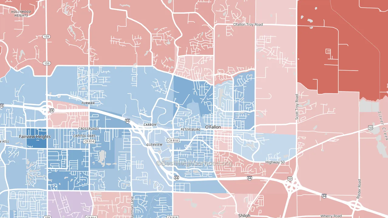 O'Fallon, IL block-group political-lean map