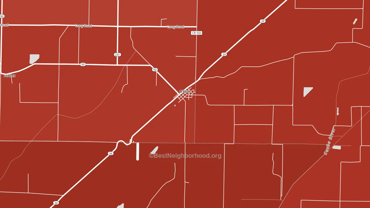 O'Kean, AR block-group political-lean map