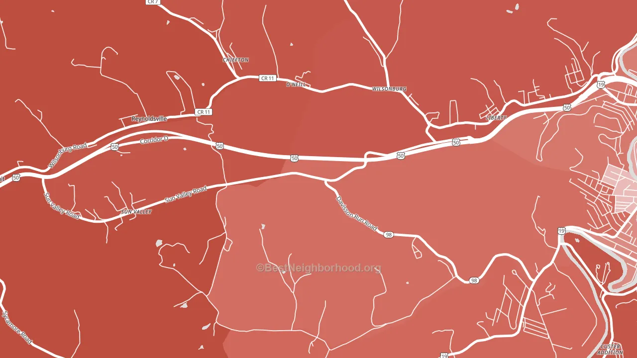 O'neil, WV block-group political-lean map