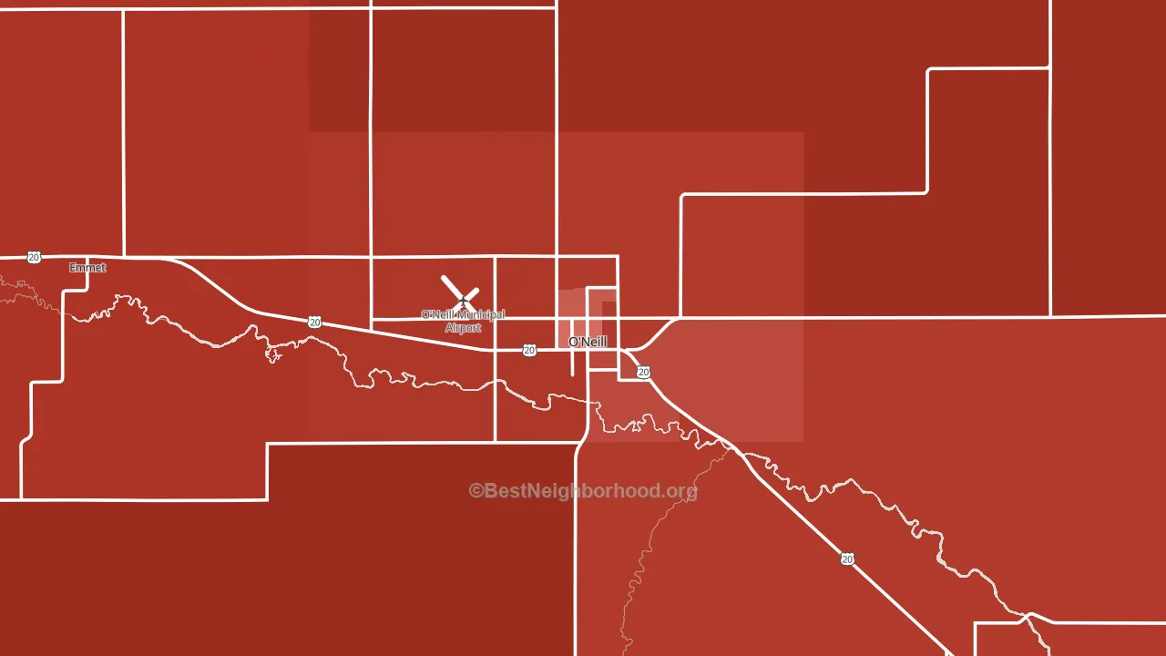 O'Neill, NE block-group political-lean map