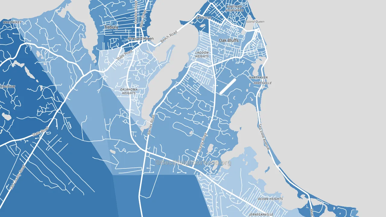 Oak Bluffs, MA block-group political-lean map