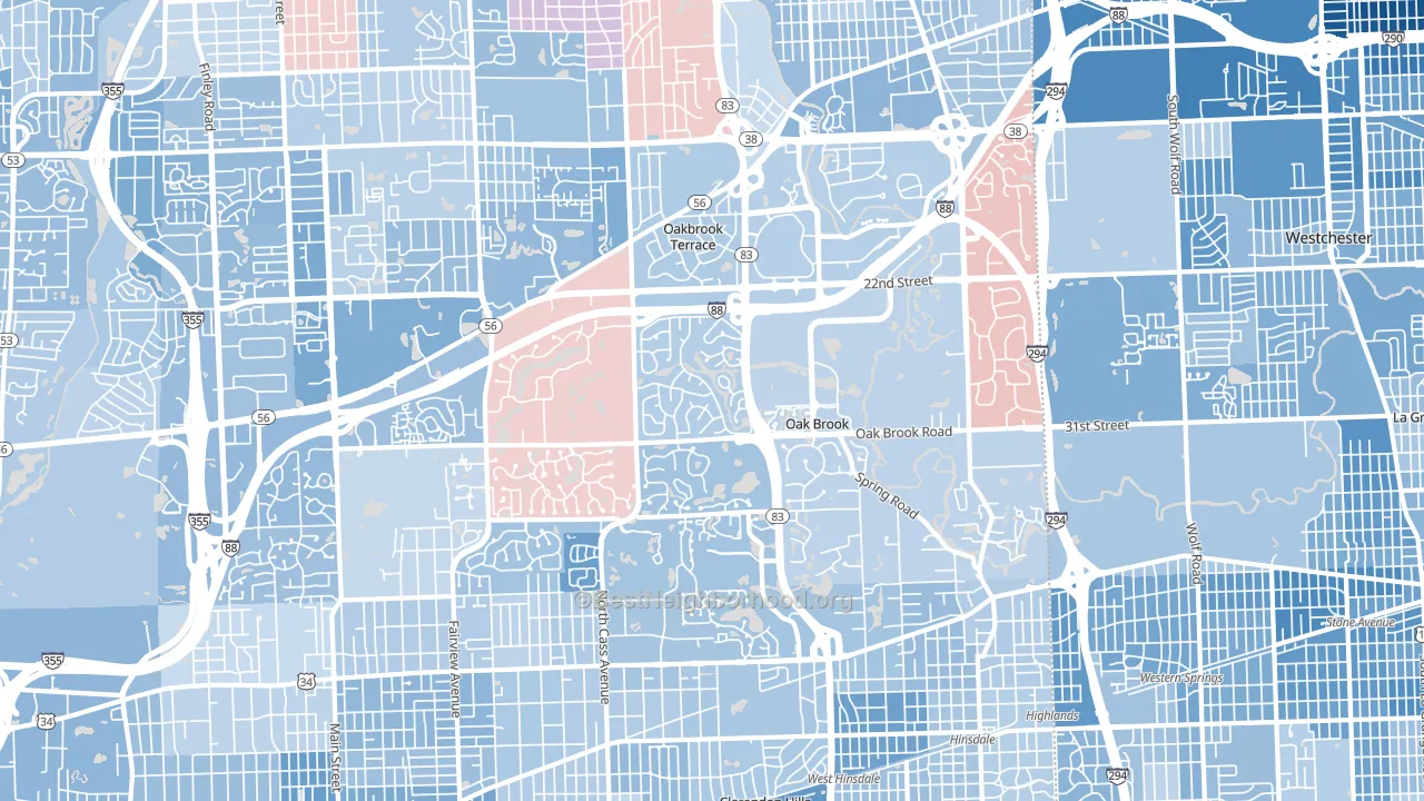 Oak Brook, IL block-group political-lean map